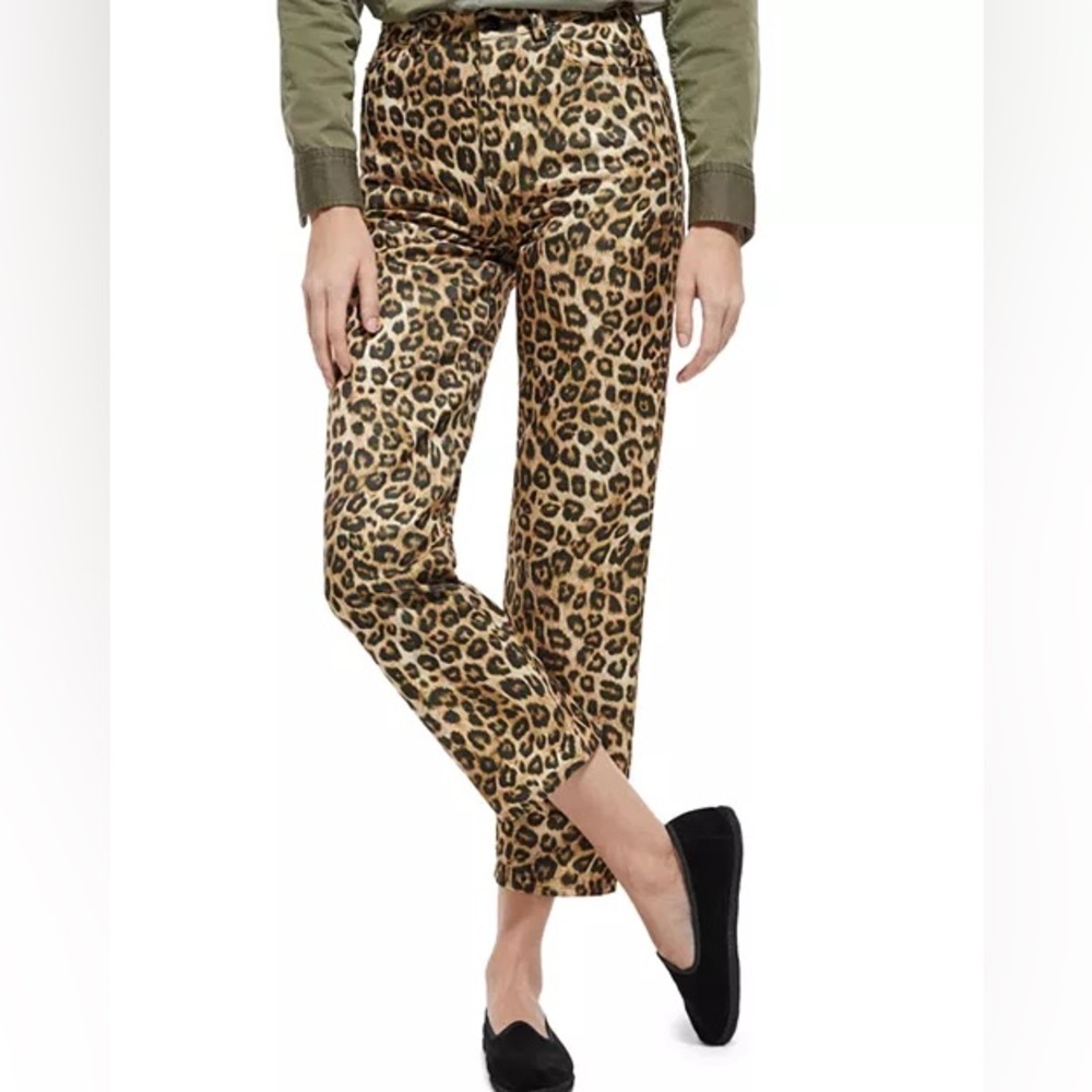 The Kooples Leopard Print High Rise Straight Jeans Size 27 Like New